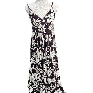 American Living by Ralph Lauren Brown Ivory Maxi Sun dress Spaghetti straps 8